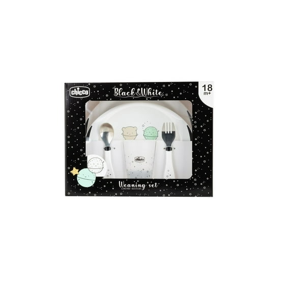 Set de alimentación Chicco Platos cubiertos vaso para niños de 18 m diseño planetas
