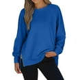 thumbnail image 2 of Women Causal Fleece Jacket Pullover Crewneck Fuzzy Blouse Long Sleeve Oversized Drop Shoulder Warm Thick Fall Winter Sweatshirt, 2 of 9