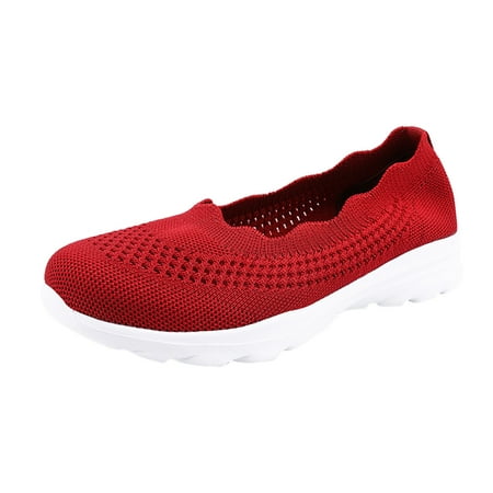 

WANYNG Fashion Summer Women Sneakers Mesh Breathable Comfortable Lightweight Slip On Shallow Mouth Axis Womens Walking Shoes Wte412k3