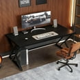 thumbnail image 3 of LVB Black Computer Desk, Modern Gaming PC Writing Desk for Home Office, Metal Computer Study Work Table for Bedroom,  Executive Student Simple Workstation Desk, 55 in, Black Oak, 3 of 18