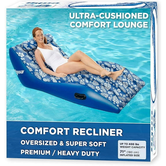 Aqua Ultra-Comfort Floating Pool Chair & Lake Raft with Pillow – Heavy Duty Pool Float, Lake Floating Chair
