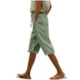 thumbnail image 2 of BinBiL Summer Women's Clothing Elastic Waist Pocket Half Shorts Pants Casual Stretchy Pants with Pocket Green XXXXL(XXXXL), 2 of 6