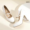 thumbnail image 4 of Zapatos IDIFU White Pumps para mujer, plataforma, tacones altos de 10 cm, 4 of 6