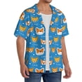 thumbnail image 2 of Sikiie Corgi Dog Face Men's Wrinkle Free Untucked Cuban Shirt Business Casual Button Down Shirts Short Sleeve ShirtLarge, 2 of 5