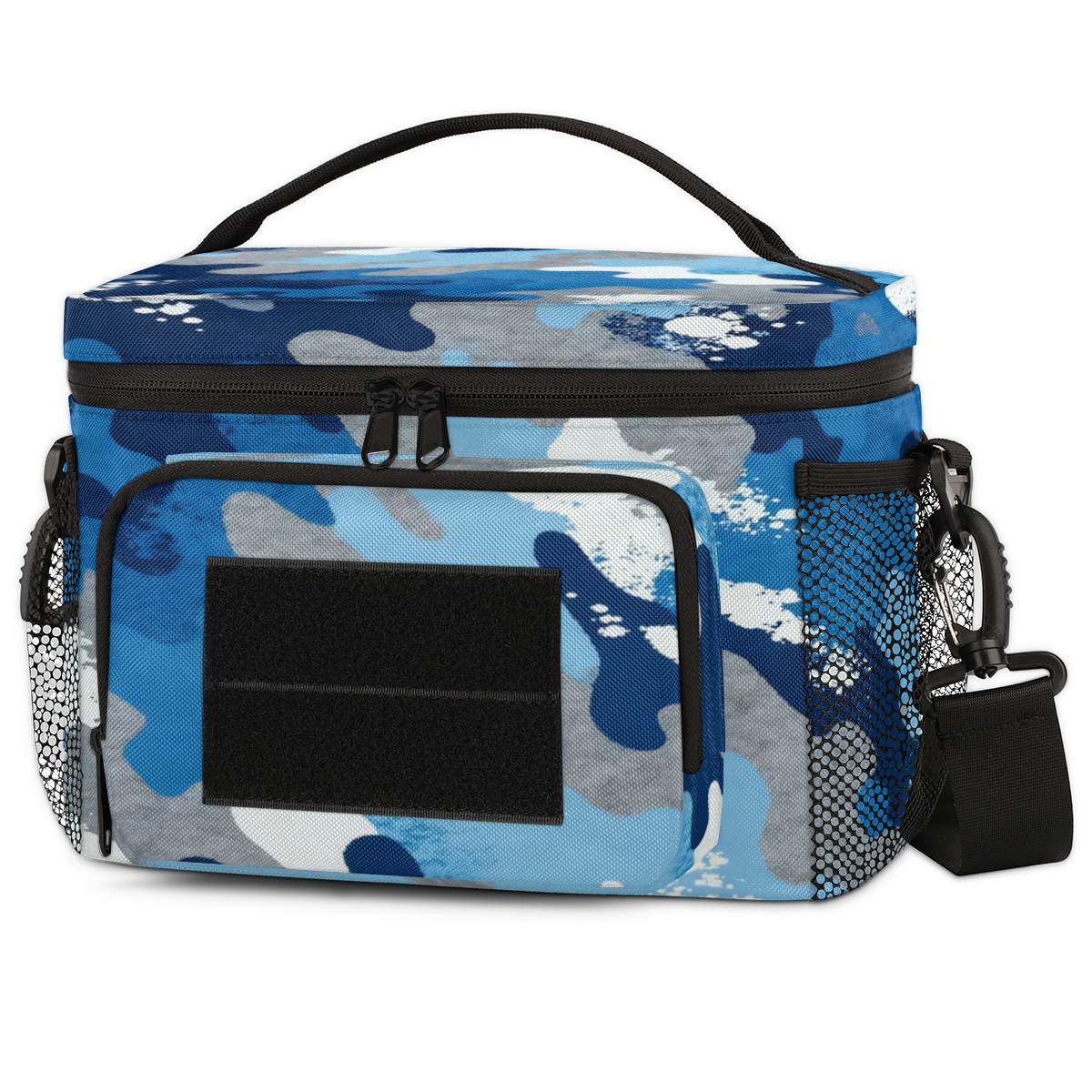 Lunch Box for Adults,Tactical Lunch Bag,Leakproof Insulated Lunch Bag for Adjustable Shoulder Strap,Water Bottle Pouch Cooler Bag for Work Outdoor Picnic Trips 8L(Camouflage Blue)