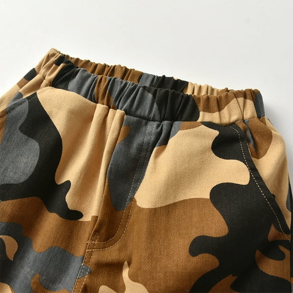 LYMAYTER Kids Boys Baby Cotton Pants Spring Fall Elasticized Waist Stretch Trousers Toddler Camouflage Sweat Pants for 1-7 Y