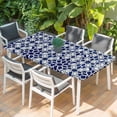 thumbnail image 2 of Navy Blue Geometric Table Cloths for 6 Foot Rectangle Tables, Vintage Abstract Art Patio Waterproof Elastic Fitted Tablecloths, Washable Rectangular Table Cover for Camping, 2 of 8