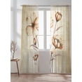 thumbnail image 4 of Semi Sheer Window Curtains 108 Inches Long, Brown Ombre Daisy Rod Pocket Voile Silky Chiffon Curtain Treatment Drapes for Kitchen, Living Room, Farmhouse Vintage Floral Botanical 52"x108", 2 Panels, 4 of 9