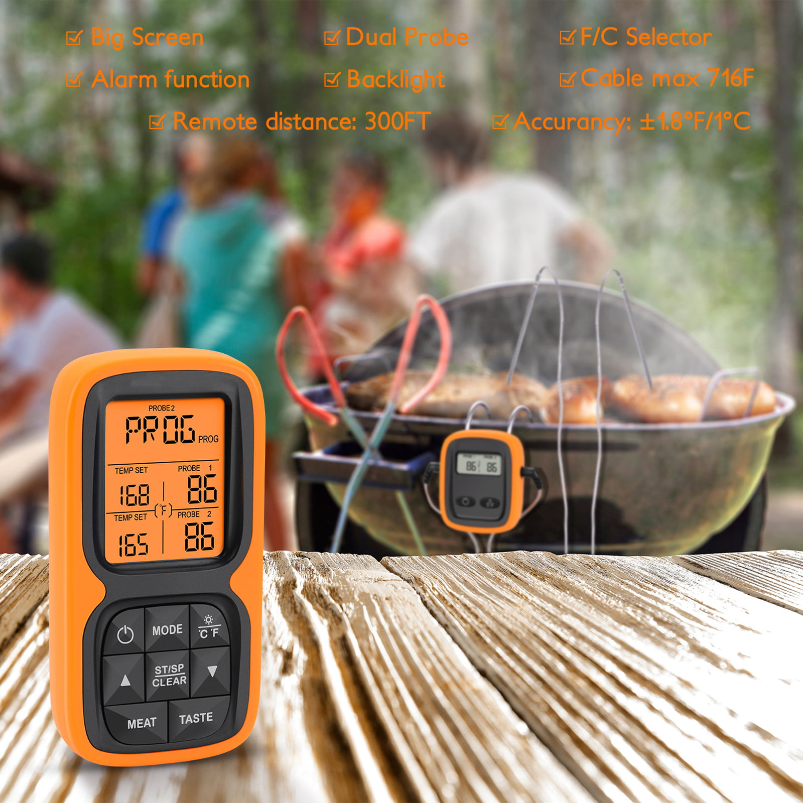 Details about   Inkbird WIFI BBQ Meat Thermometer IBBQ4T Digital Rechargeable Grill Smoker CF 
