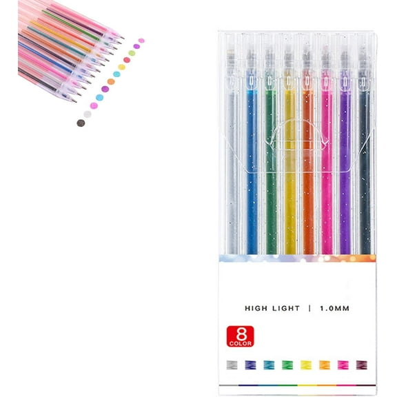 Impressbe/Ansightsee/Recallcious Glitter Gel Pen Set, Implementarch Pens, 1.0mm Thin Tip Bold Line, For Drawing Crafting Doodling