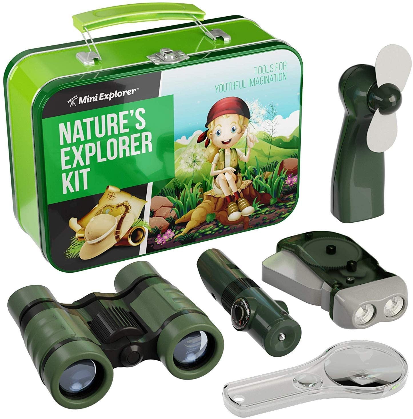Proster Kids Adventure Kit Childrens Toys Binoculars Flashlight Luminous Compass Magnifying Glass for Playing Outside Camping Bird Watching or a Gift for Children 