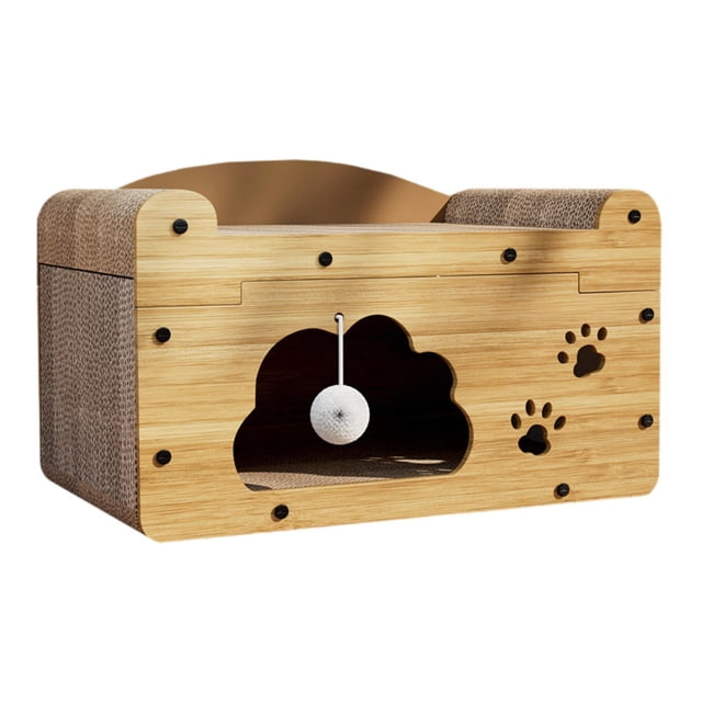 Casa de cartón para gatos multiusos para que los gatos muelen las patas, centro de actividades para gatos en casa Una sola capa