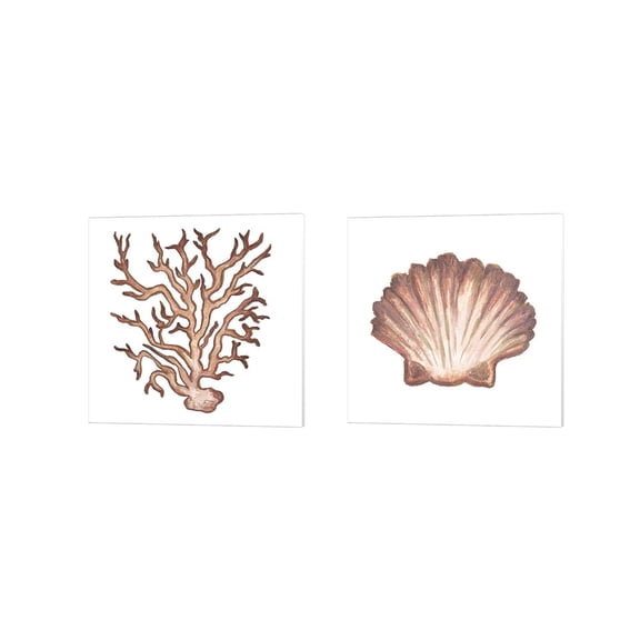 Great Art Now Coastal Icon Coral B by Elizabeth Medley 2 Piece Canvas Art Set Each 14"W x 14"H