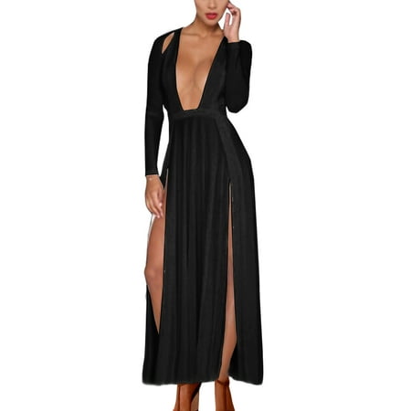 plunging pullover gown slim neck ball dress