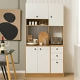 thumbnail image 2 of Costway 71'' Tall Kitchen Pantry Buffet Hutch Freestanding Storage Cabinet 4 Doors White, 2 of 11