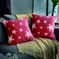 thumbnail image 2 of HTOOQ Christmas Red Throw Pillow Covers, 20x20 Inch, 2pcs, Holiday Decorative Pillow Cover, Invisible Zipper, Dutch Velvet Snow Flake Winter Pillow Coushion Cases for Home, Sofa, Car, Bed, Chair, 2 of 6