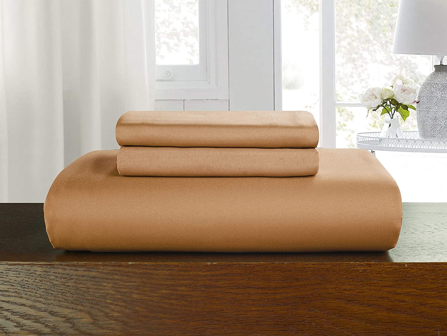 3-Piece Duvet Cover Set, 1800 Thread Count, Button Closure, Solid Color - Cooling, Breathable Material- Wrinkle, Fade, Stain Resistant, King/California King, Brown