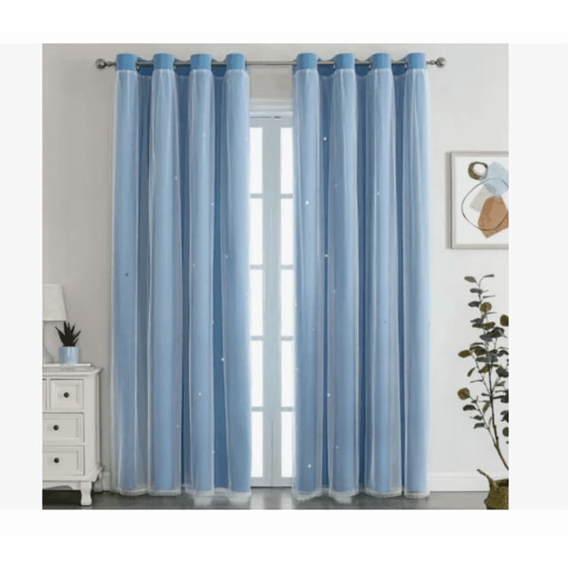Cortina Estrellas Blackout Opaca color azul