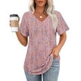 thumbnail image 2 of Summer Fashion Tops for Womens 2025 Plus Size V- Neck Printed Casual Pullover With Short Sleeves, 2 of 5