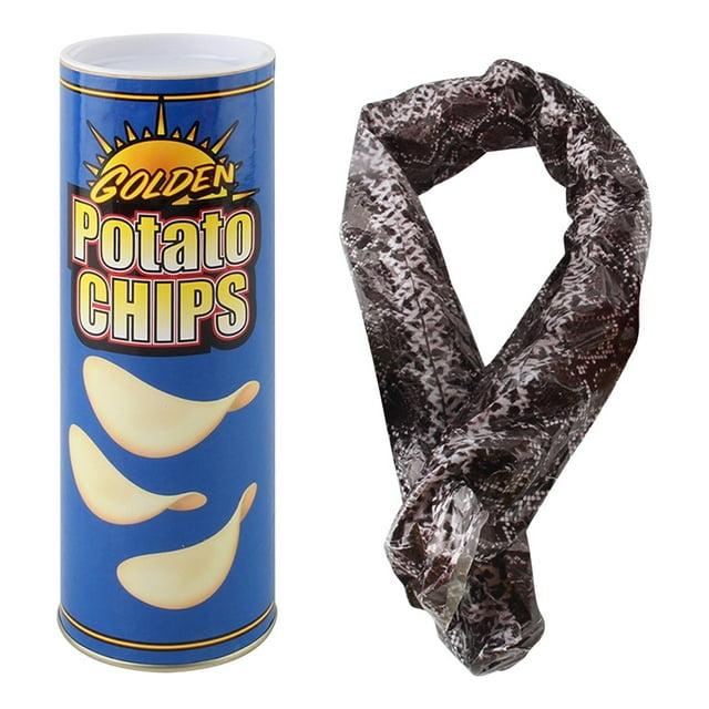 Juguetes, juguetes novedosos y peculiares, juguete novedoso y divertido, broma de serpiente de papas fritas, serpiente de papas fritas en lata, serpiente en una lata de papas fritas, broma de latas de