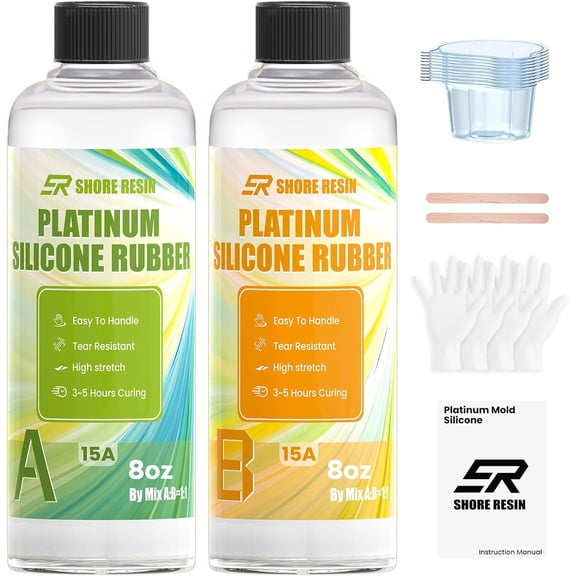 16oz Platinum Cure Silicone Mold Making Kit for Beginners – 1:1 Easy Mix, Bubble-Free, Food-Safe Silicone Rubber for Resin, Soap, Candle & DIY Casting