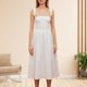 thumbnail image 2 of Vestido de fiesta con corsé para mujer Vestido a media pierna con tiras y ribete de encaje Vestidos sencillos y fluidos de una línea FLhrweasw Nuevo, 2 of 7