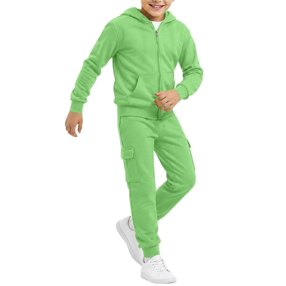 Angala Outfit For Toddler Boys Solid Color Long Sleeve Hooded Sweatshirt Jogger Pants Set Boys Fall Casual Clothes Size 3-4 Years