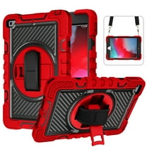 Dteck Kids Case for iPad mini 5/4 Case 7.9", iPad mini 5 Case, iPad mini 4 Case, 360 Rotating Hand Strap Stand Shoulder Strap Heavy Duty Drop Protection Rugged Case, Red