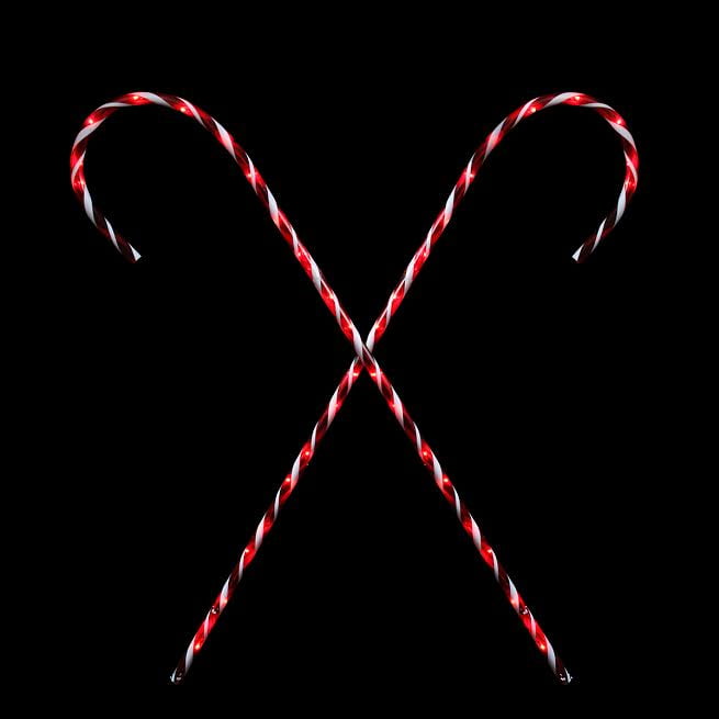 2 Peppermint Twist Giant Lighted Candy Cane Pathway Markers