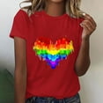 thumbnail image 2 of Busydd Womens Tops LGBT Inspirational Pride Shirts Trendy Colorful Heart Graphic Tee Tops Summer Casual Short Sleeve Equality Shirts Round Neck Comfy Versatile Blouses Going Out Tops for Women, 2 of 8