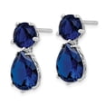 thumbnail image 3 of Finest Gold Sterling Silver Cheryl M Rhodium-Plated Blue CZ Post Dangle Earrings, 3 of 5