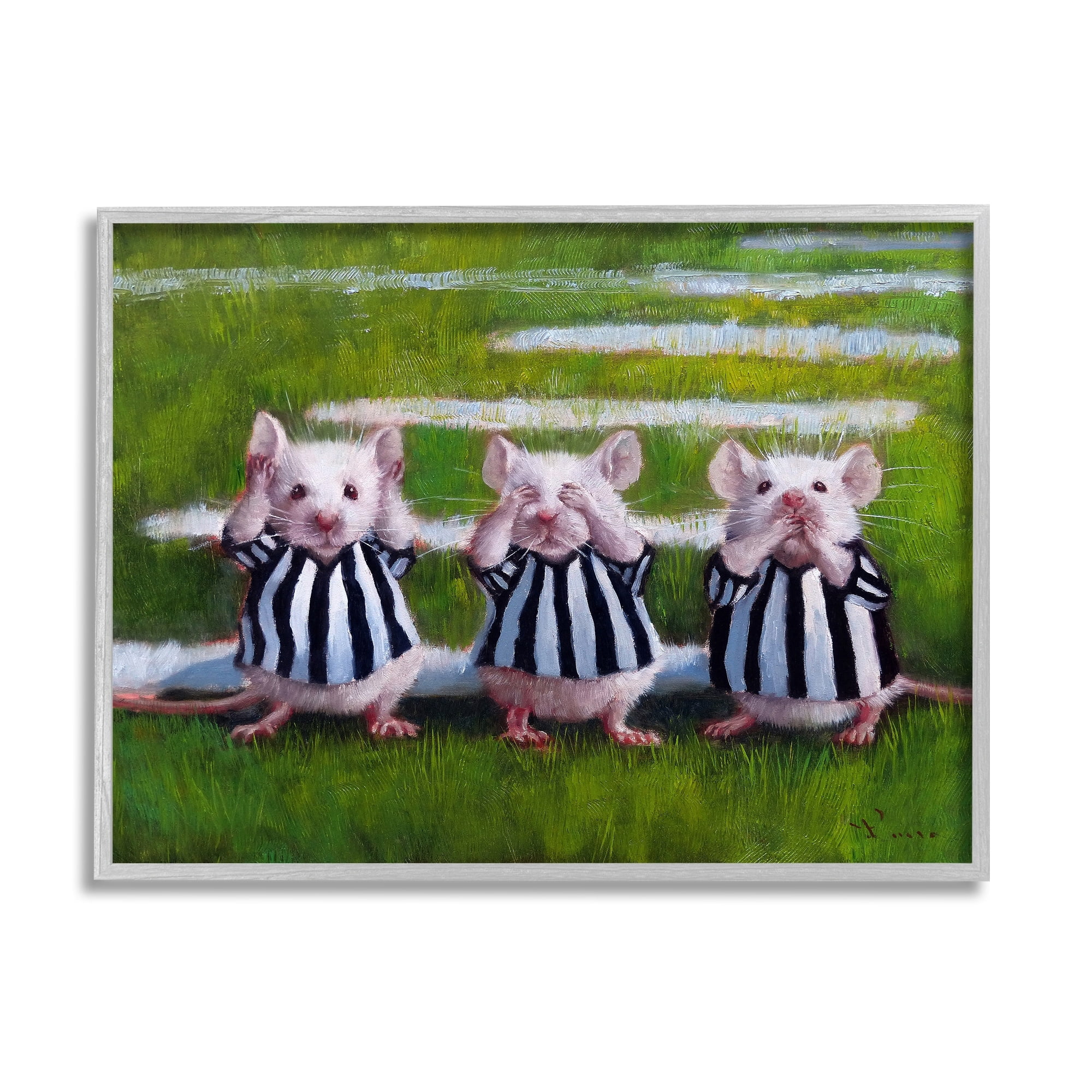 Stupell Industries See No Evil Mouse Rat Rodent Referee Clothing Framed Wall Art, 20 x 16, Design by Lucia Heffernan