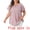 Pink, variant on Women's Plus V Neck Short Sleeve Eyelet Embroidery Casual Blouse 1X Pink