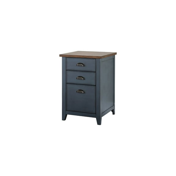 Farmhouse Three Drawer Wood File Cabinet Blue Wood Fully Assembled