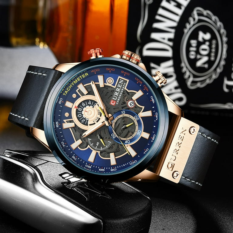 Curren casual sport watches for men blue top brand top luxury military leather wrist watch man clock fashion chronograph wristwatch