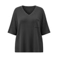thumbnail image 6 of hlysgo Plus Size Tops for Women Short Sleeve Casual V Neck Tunics Fall Fashion Shirts Trendy Lightweight Pullover Sweaters with Pocket Black,4xL, 6 of 6