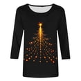 thumbnail image 4 of Xihbxyly Womens Tops Womens 3/4 Sleeve Tops Women's Tops Printed T-Shirt Round Blouse Vacation Workout Tops Casual Loose Lightweight Shirts Graphic Tees, 4 of 5