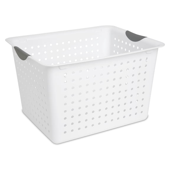 Sterilite Deep Ultra™ Basket, Open Plastic Storage Bin, Organization Solution, White