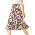 thumbnail image 1 of Falda a Media Pierna Allegra K con abertura En la Cintura y Estampado floral Negro S, 1 of 6