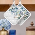 thumbnail image 2 of Blue Teal Botanical Pot Holders for Kitchen Heatproof Potholder, 2 Pack Weeping Fall Eucalyptus Leaves Hot Pads Multipurpose Oven Pads Cloth Potholders Trivet for Cooking and Baking, 2 of 8