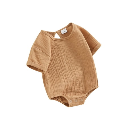 

Suealasg Infant Baby Boys Girls Summer Bodysuit 3M 6M 12M 18M Short Sleeve Rolled Up Bubble Romper Newborn One Piece Clothes for Boys Girls