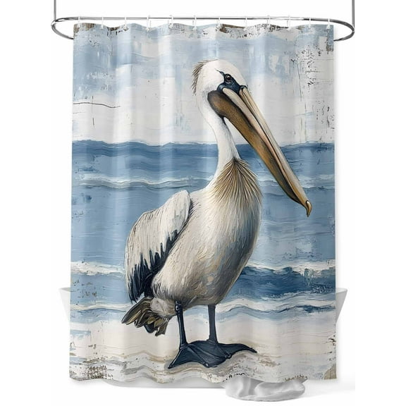 Shower Curtain, Pelican Ocean Modern Bird Washable Shower Curtain with Hooks Bath Decor Fabric Shower Curtains for Bathroom, Hotel, Stalls, Bathtubs, 72x84 Inch