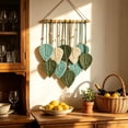 thumbnail image 5 of Leodye 1PCS Leaf Macrame Wall Hanging Tapestry, Hand Woven Wall Art Decor for Bedroom and Living Room Interior -15.7*26.7IN, 5 of 7