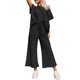 thumbnail image 1 of Women'S 2 Piece Outfits Sweatsuits Short Sleeve Sweatshirt Suits for Women Black S, 1 of 4