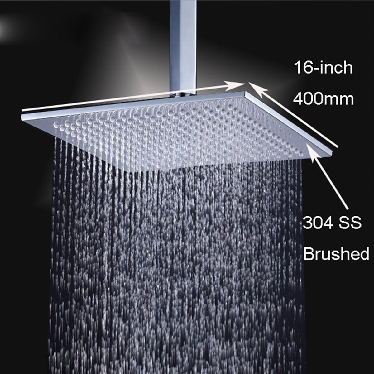 16" Durable Stainless Steel Rain Shower Head Bathroom Top Sprayer Faucet Head 