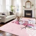thumbnail image 2 of 5'x7' Area Rugs, Pink Snowman Christmas Indoor Outdoor Area Rug for Living Room Bedroom, Xmas Winter Snowflake Washable Bathroom Rugs Kitchen Floor Carpet Mats Home Decor Aesthetic, 2 of 8