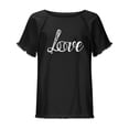 thumbnail image 5 of Summer Saving Wycnly Womens Tops Summer Short Sleeve Crewneck Love Letter Print Tee Shirts Loose Soft Cotton Linen Casual Tassel Pullover Blouses Black xl Clearance Under $5, 5 of 5