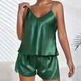 thumbnail image 5 of Bxsruta Women's Satin Cami Pajama Set V Neck Lace Trim Camisole Top Adjustable Spaghetti Straps Shorts Soft Breathable Comfortable Sleepwear Loungewear for Home Vacation Daily Wear, 5 of 7