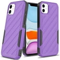 thumbnail image 3 of For Apple iPhone 11 (6.1") Hybrid lined shockproof dual layer Rugged 2in1 Hard PC & Silicone TPU Non Slip Textured Tough Armor Cover ,Xpm Phone Case [ Purple ], 3 of 12