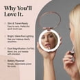 thumbnail image 4 of Fancii Lumi LED Lighted Compact Makeup Mirror for Travel, 1X/10X Magnifying, 5-inch, Rose Gold, 4 of 7